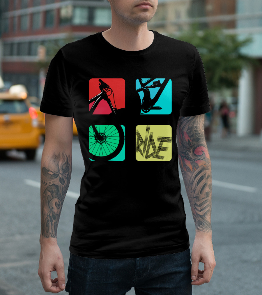 MTB Square Ride Bicycle Cycling Wheels T-Shirt