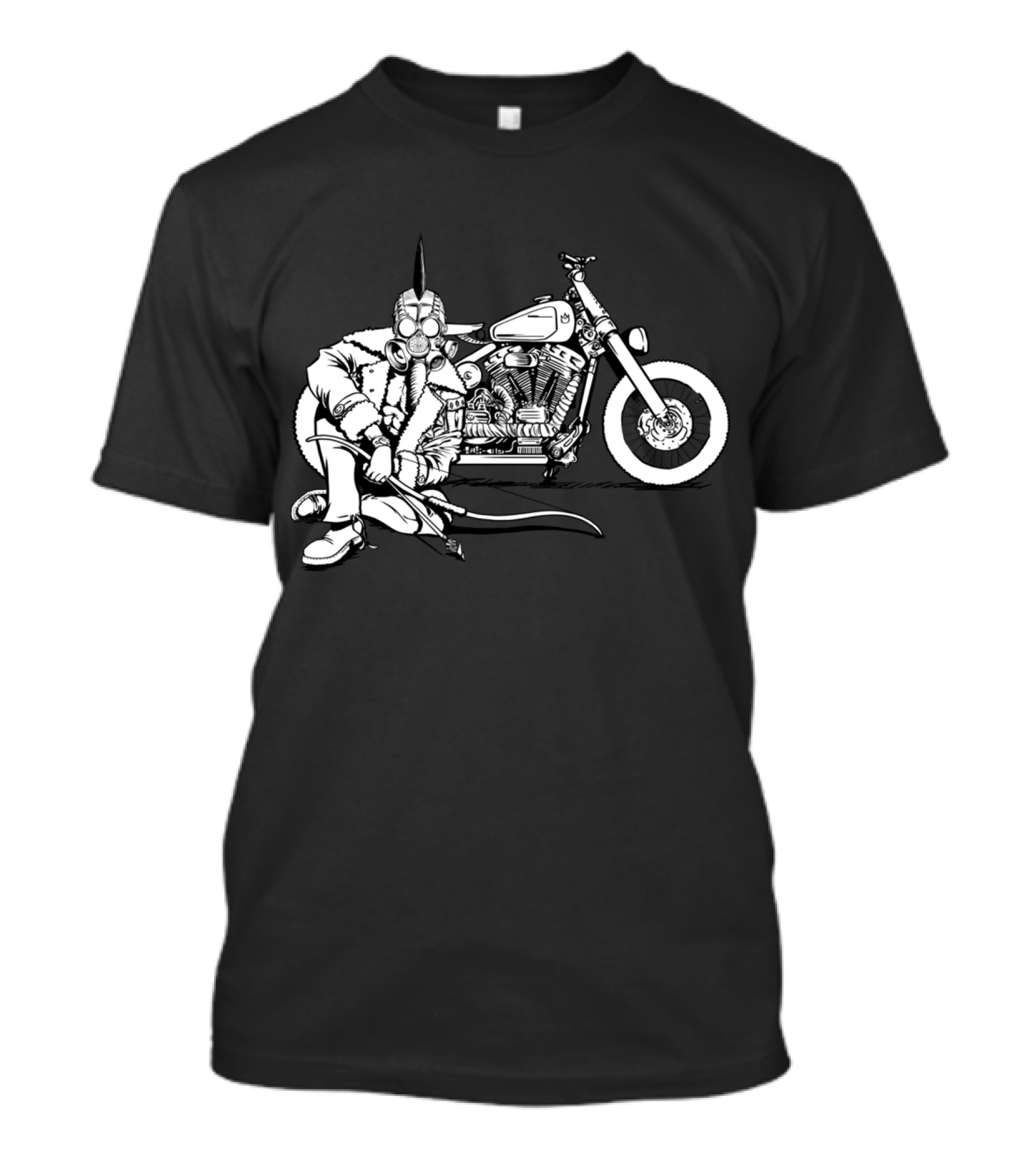 Pestilence White Four Riders Of The Apocalypse Gas Mask Motorcycle Rider T-Shirt