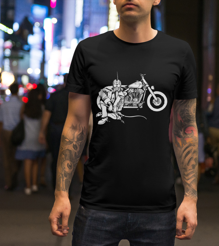 Pestilence White Four Riders Of The Apocalypse Gas Mask Motorcycle Rider T-Shirt