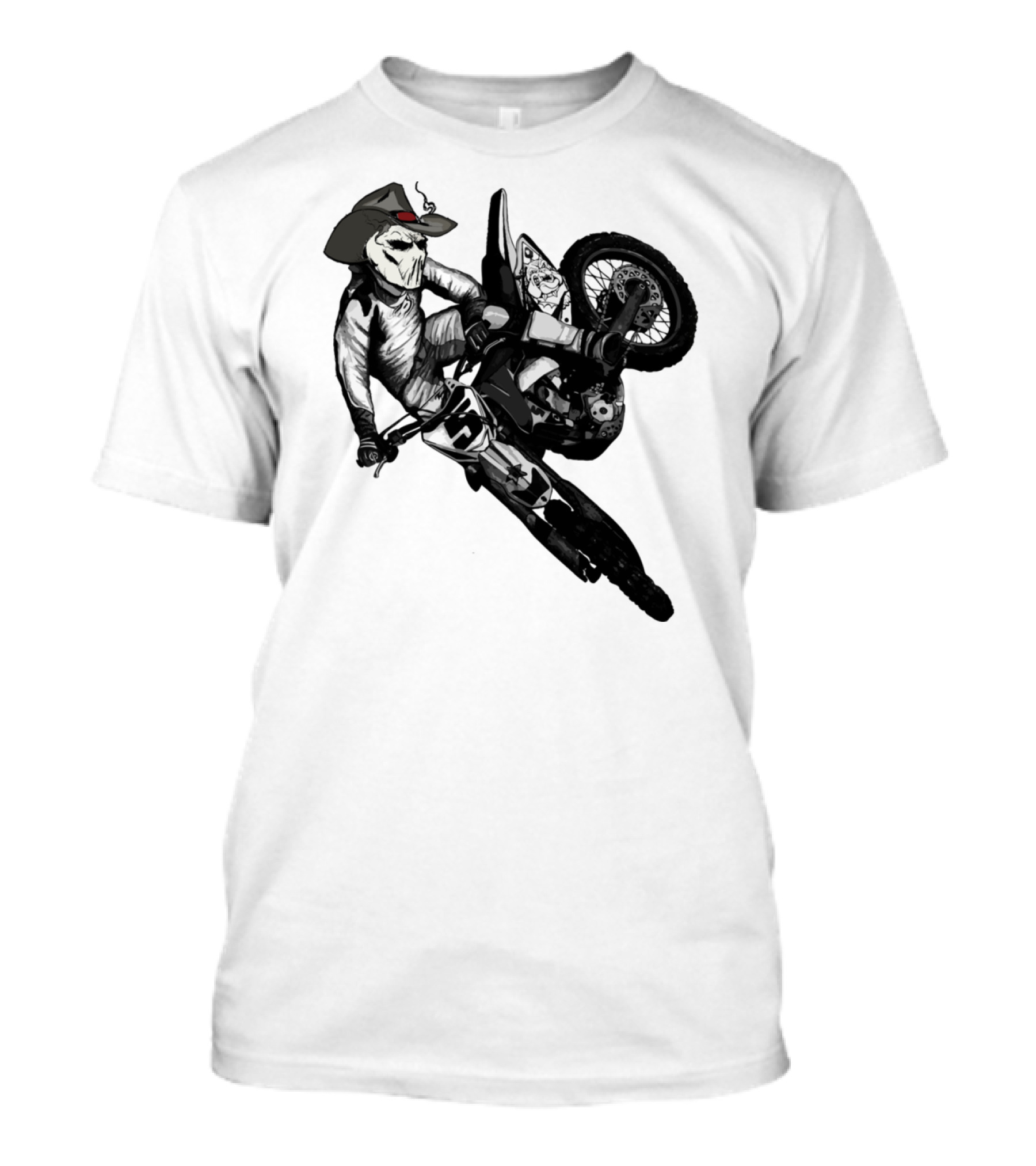 Phantom Bike Rider Skeleton Cowboy Motocross Stunt T-Shirt
