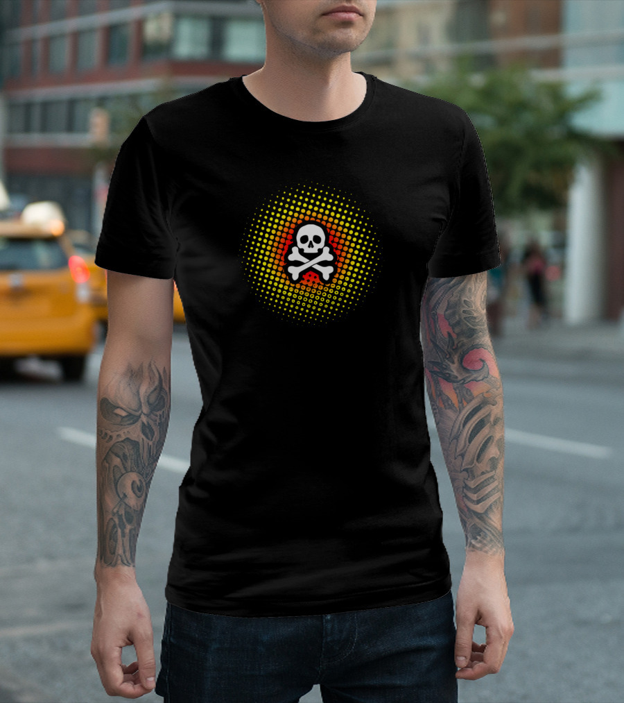 Skull n Crossbones Pop Art Halftone Explosion T-Shirt