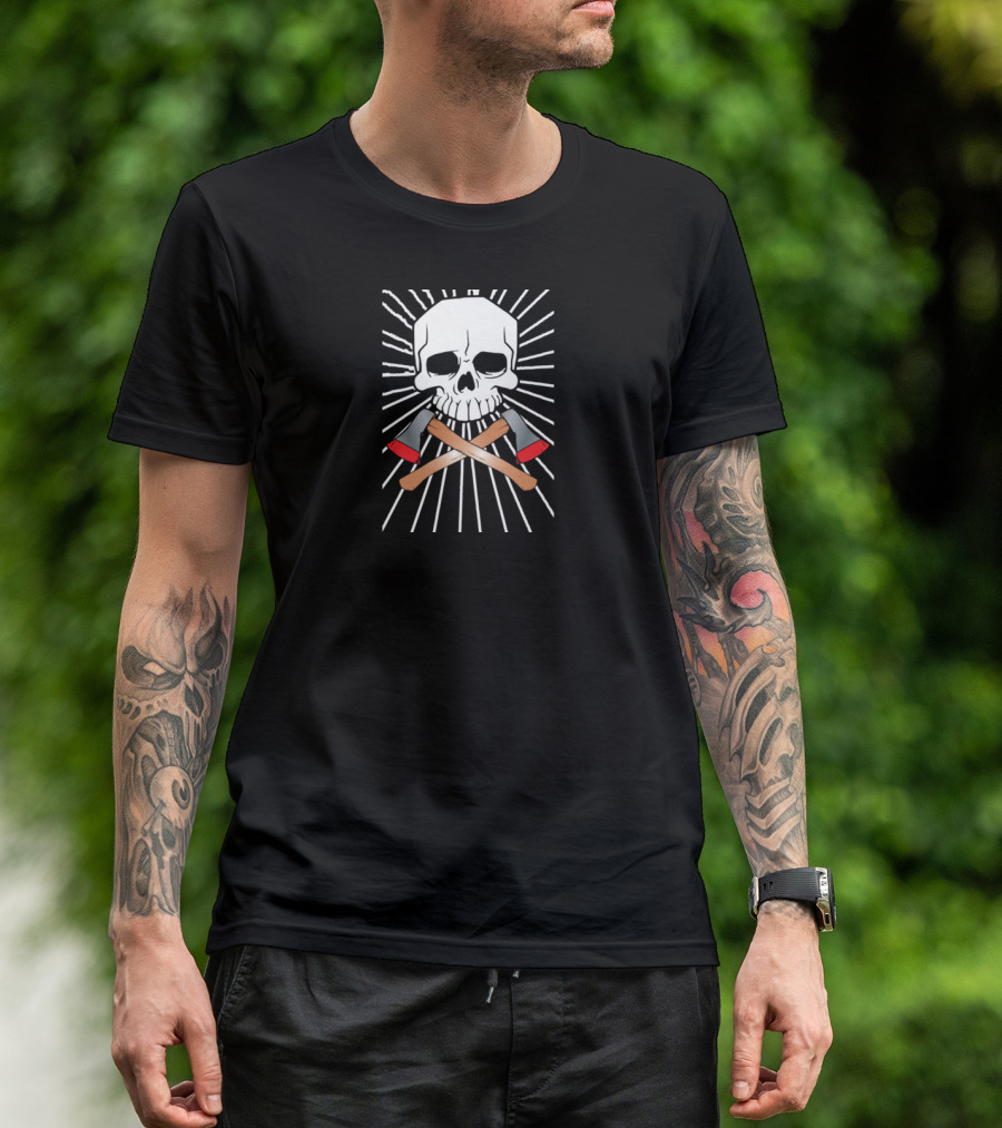 Skull'n'Axebones Radiant Crossed Axes And Skull T-Shirt