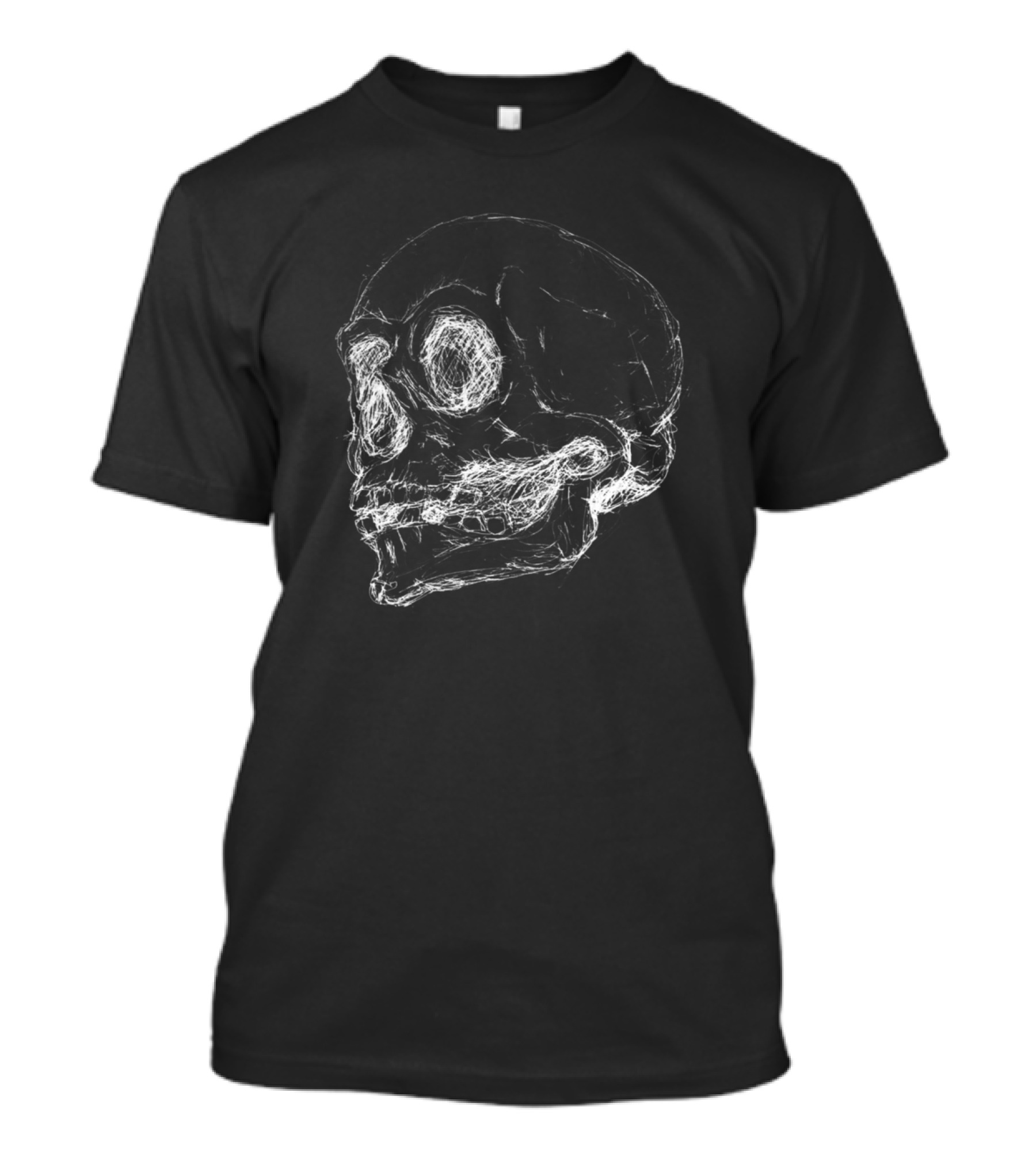 White Skull PENART Detailed Sketch Illustration Human Anatomy T-Shirt