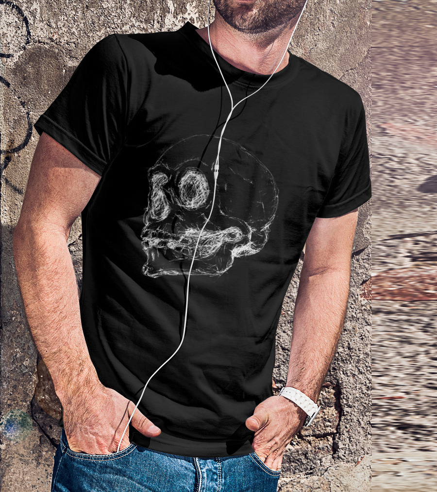 White Skull PENART Detailed Sketch Illustration Human Anatomy T-Shirt