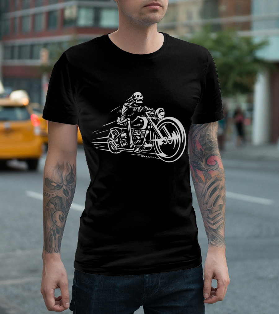 Cafe Racer Chopper Skeleton Motorcycle Ride T-Shirt