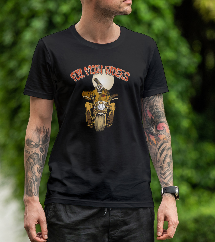 FULL MOON RIDERS SKELETON MOTORCYCLE BAT T-Shirt