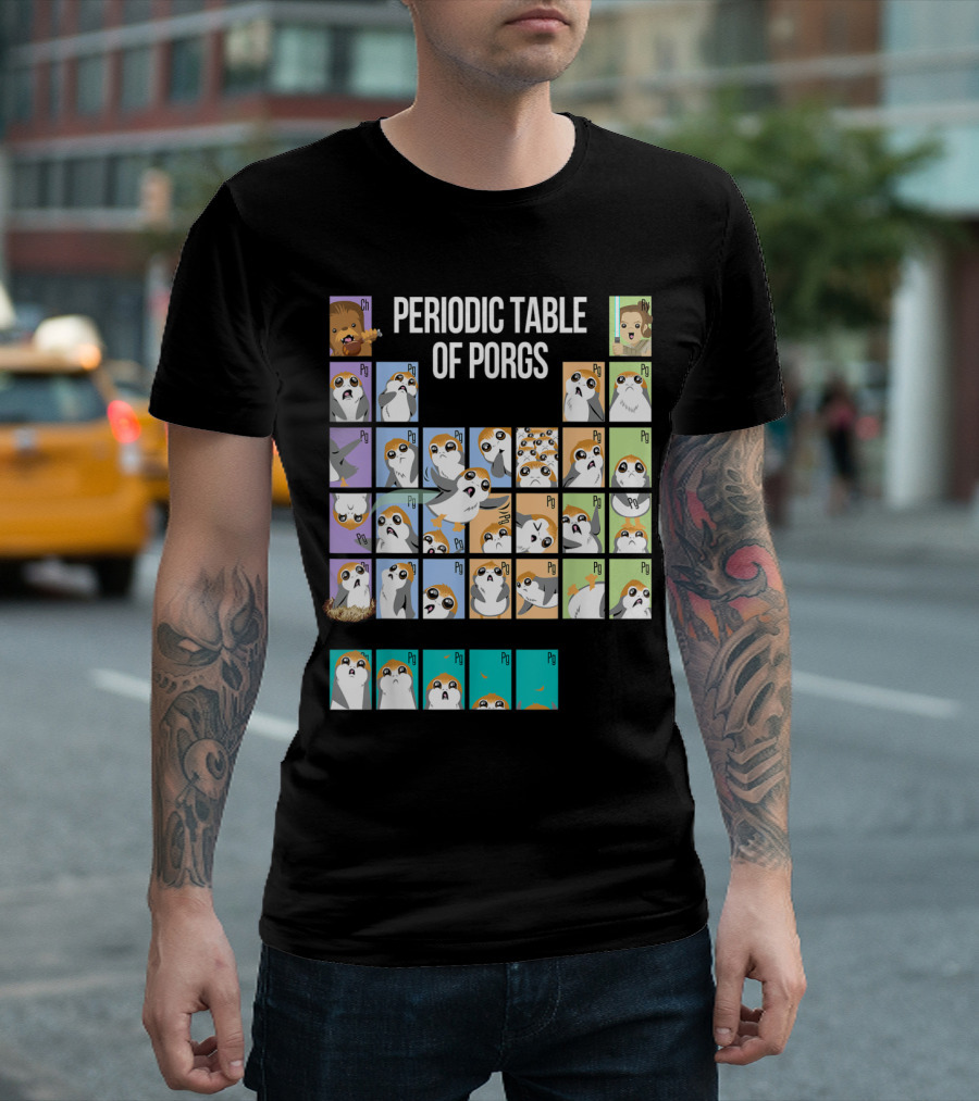 Periodic Table Of Porgs Star Wars Cute Character Grid T-Shirt
