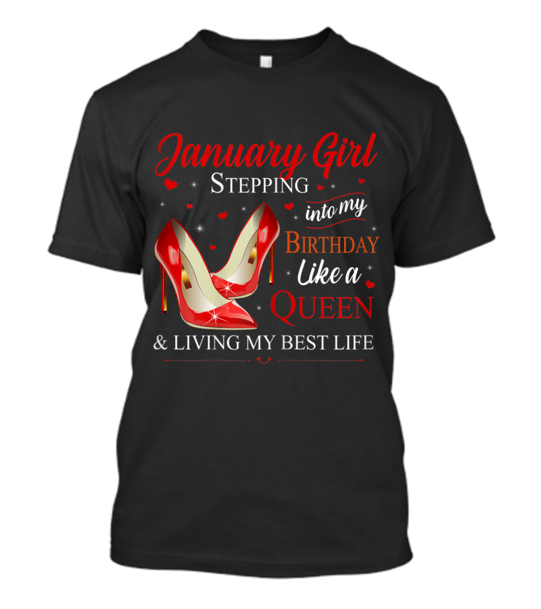 January Girl Stepping Into My Birthday Like A Queen And Living My Best Life T-Shirt