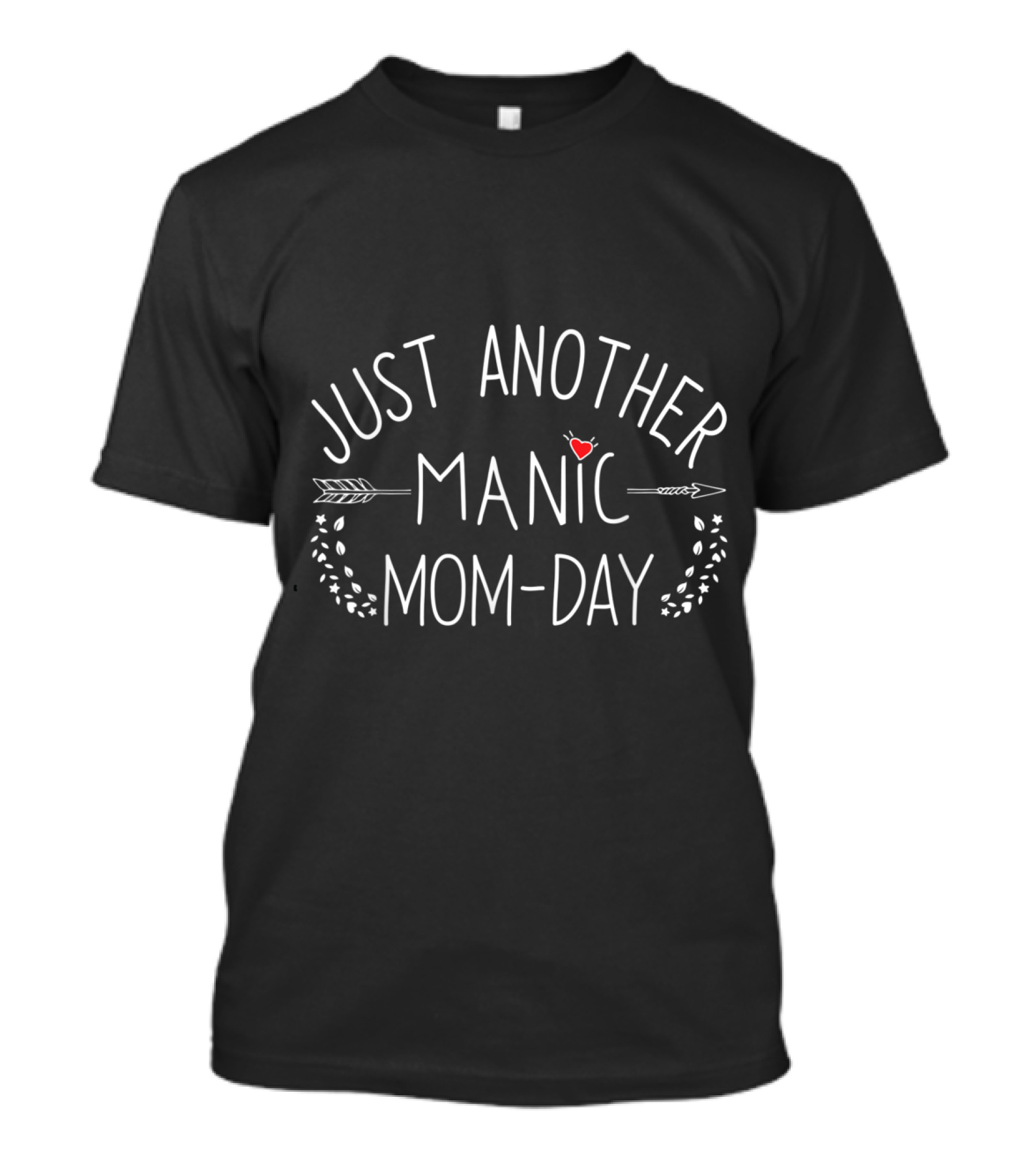 Just Another Manic Mom Day Bow And Heart Motif T-Shirt