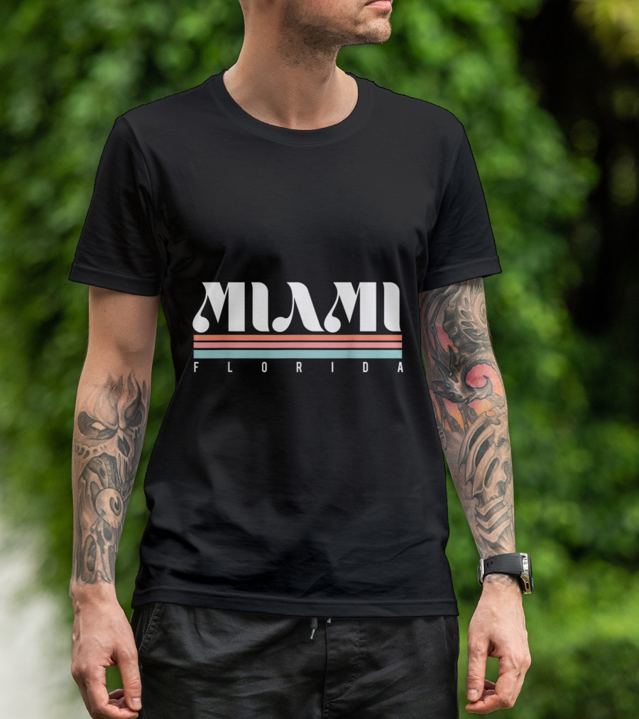 Miami Florida Retro Style Stripes T-Shirt