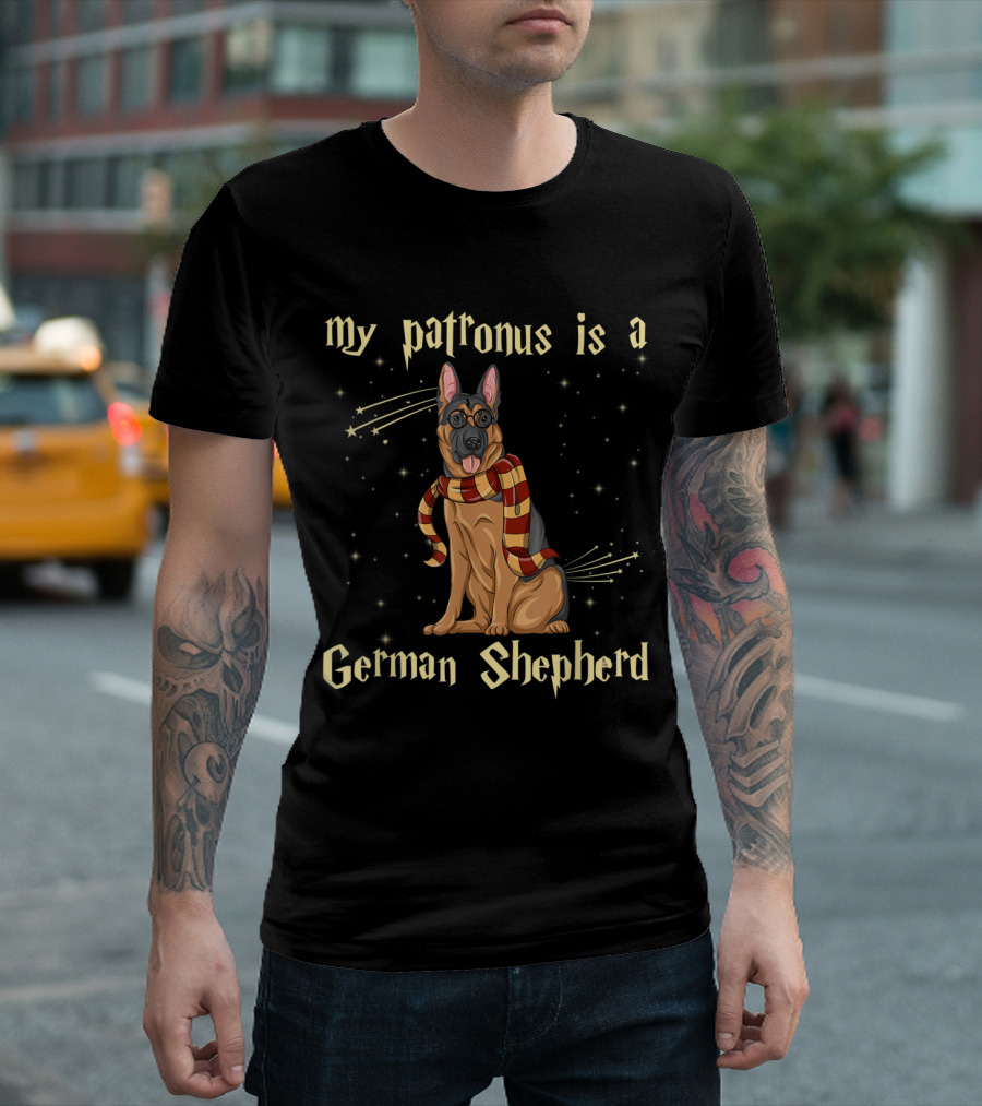 My Patronus Is A German Shepherd Wizard Scarf Magic Dog Lovers T-Shirt