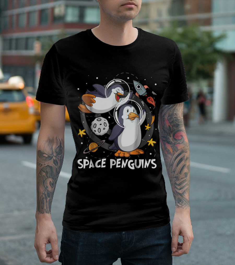 Space Penguins Astronomy Penguin Lovers Kid's Adventure T-Shirt