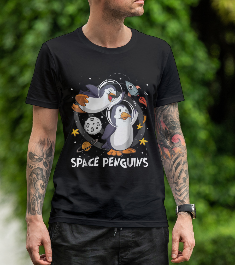 Space Penguins Astronomy Penguin Lovers Kid's Adventure T-Shirt