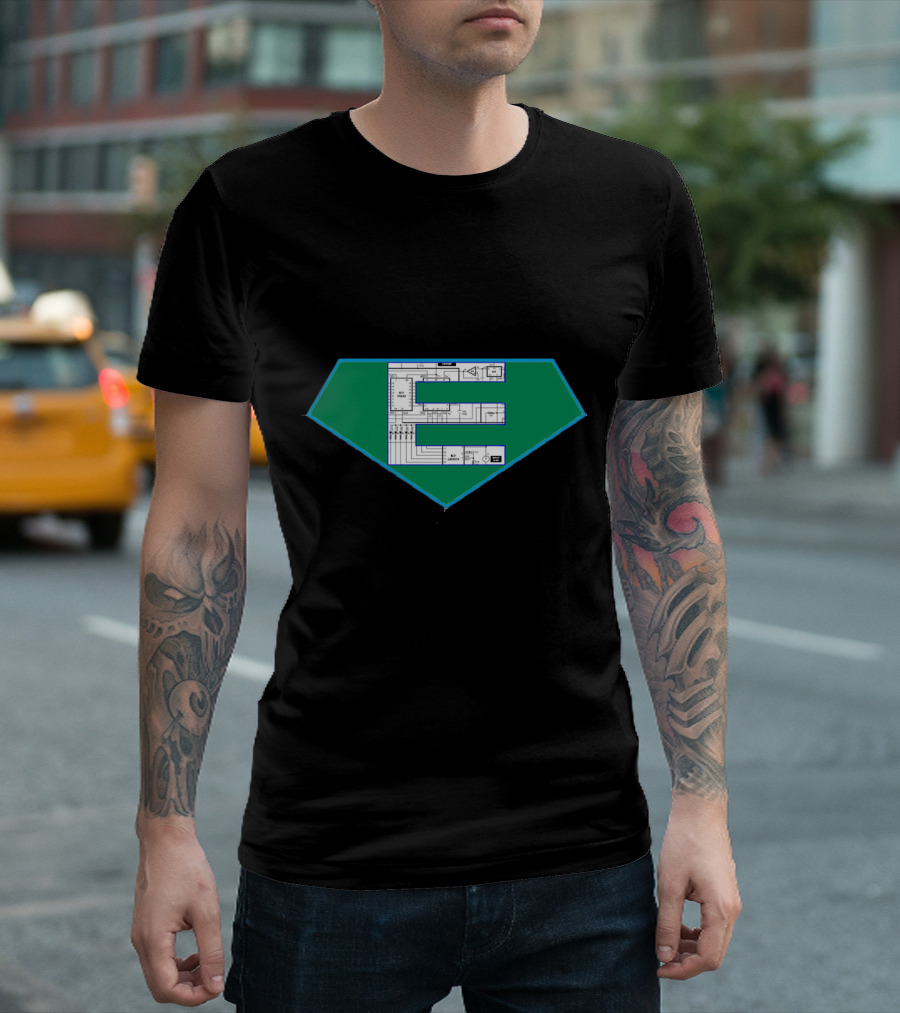 Electronic Engineer Circuit Blueprint Emblem T-Shirt