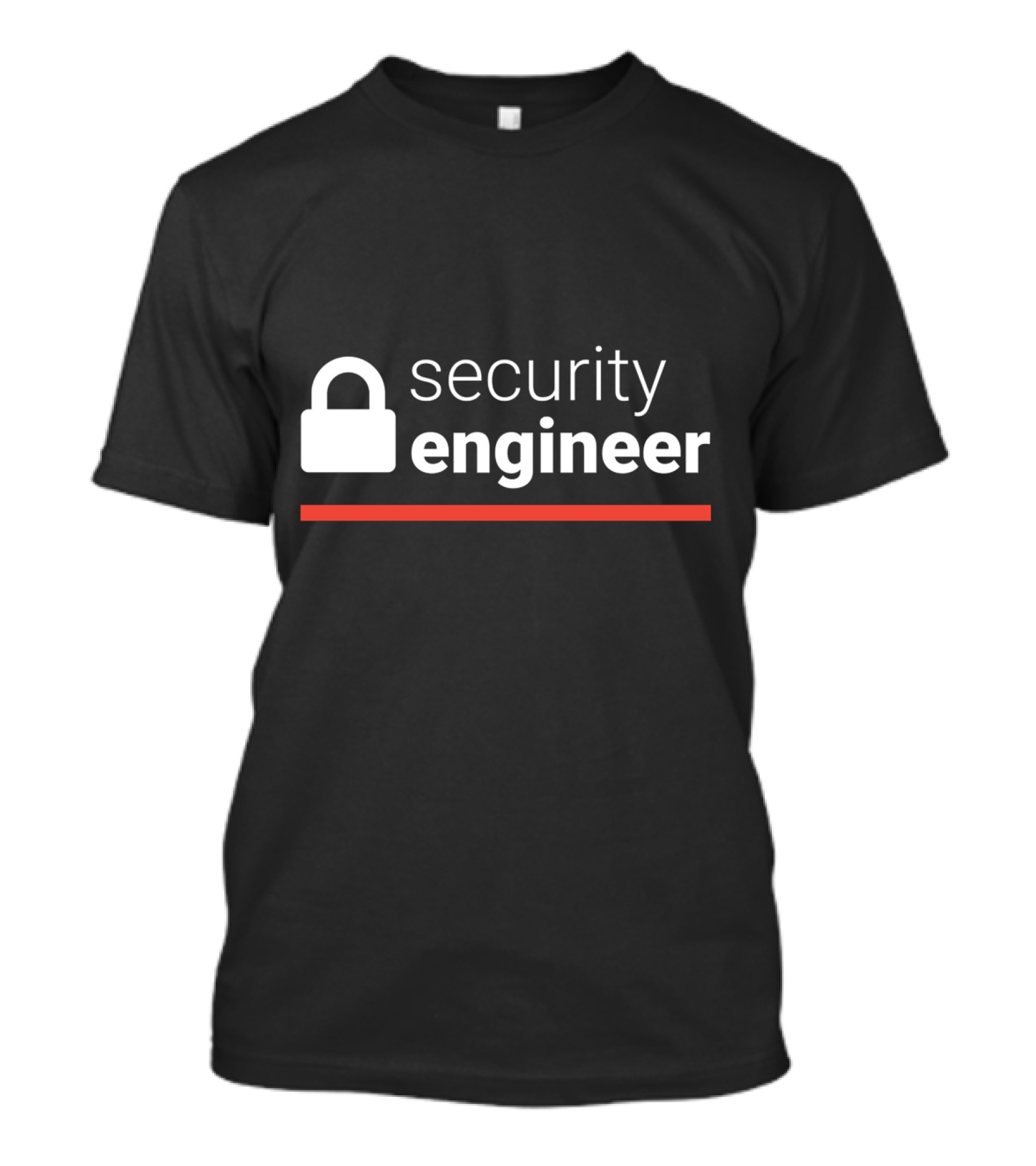 Security Engineer White Text Red Line Padlock T-Shirt
