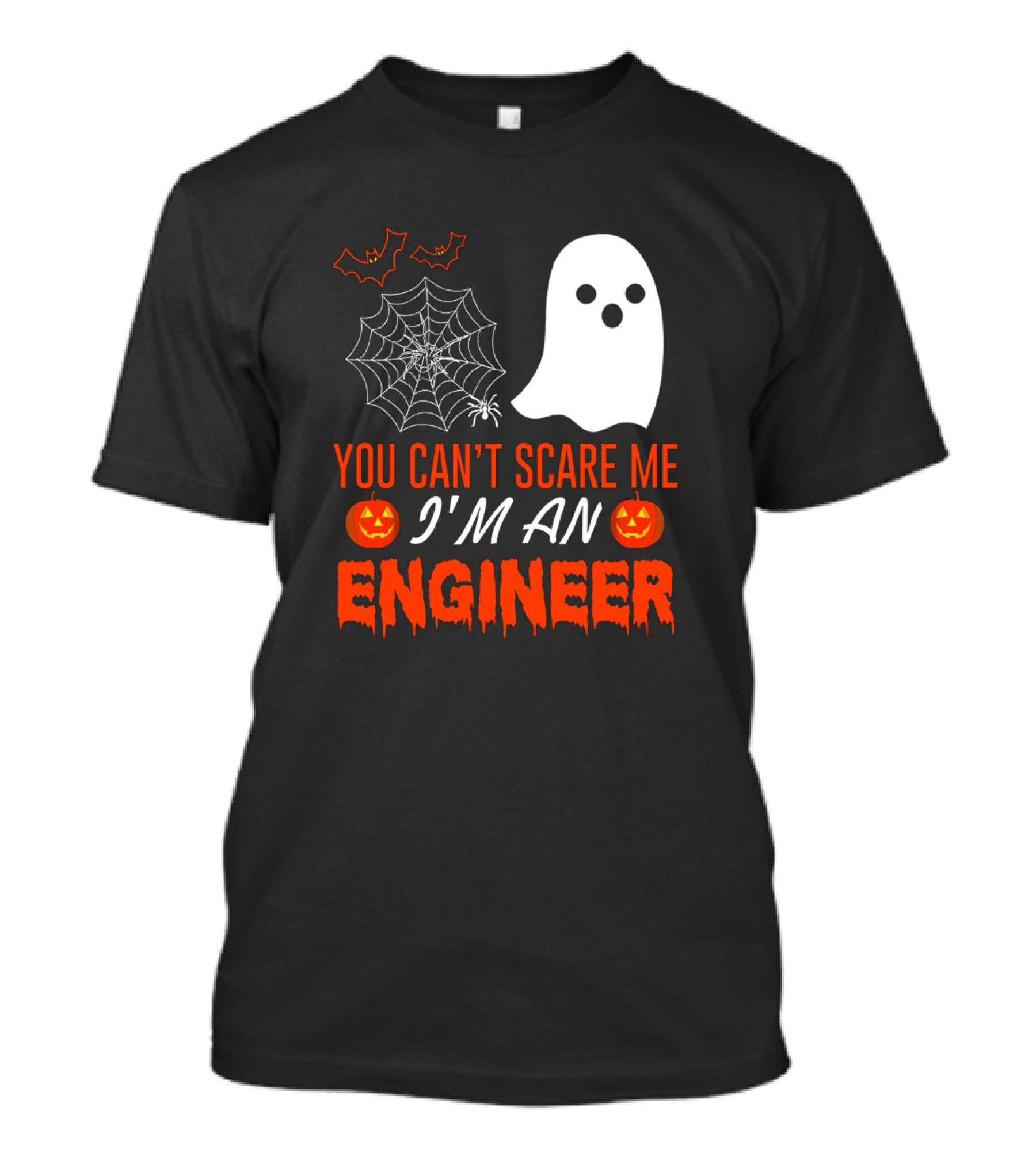 You Can’t Scare Me I’m An Engineer Halloween Ghost And Spiderweb T-Shirt
