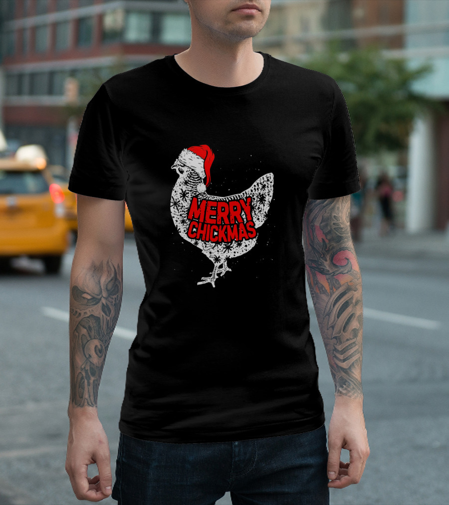 Chicken Christmas Merry Chickmas Santa Claus Festive Holiday Hen T-Shirt