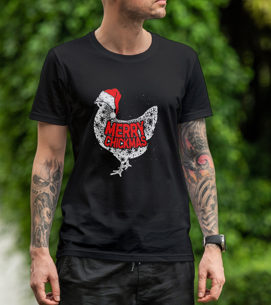 Chicken Christmas Merry Chickmas Santa Claus Festive Holiday Hen T-Shirt
