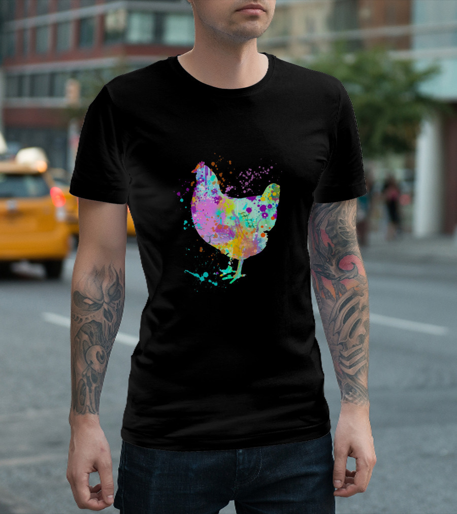Love Chickens Watercolor Splash Art Chicken T-Shirt