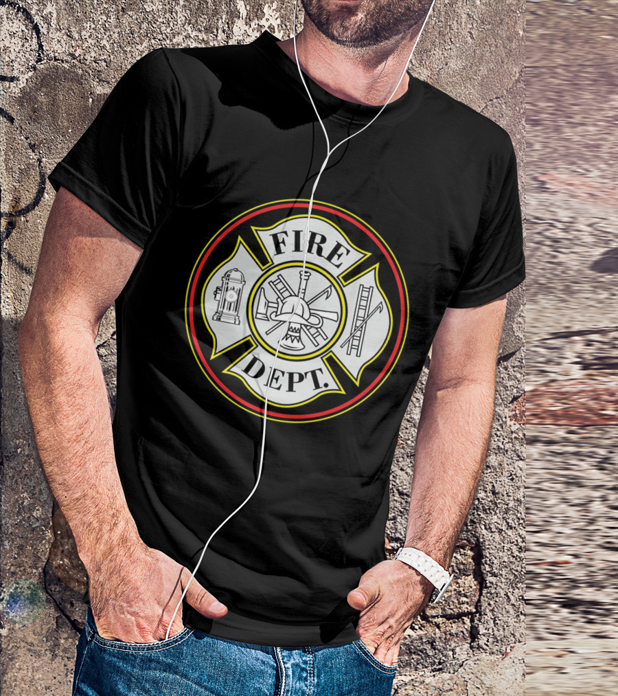 Fire Dept. Firefighters Hydrant And Badge Emblem T-Shirt