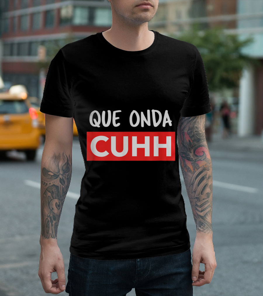 Que Onda Cuhh Cuhh White Wave Bold Red T-Shirt
