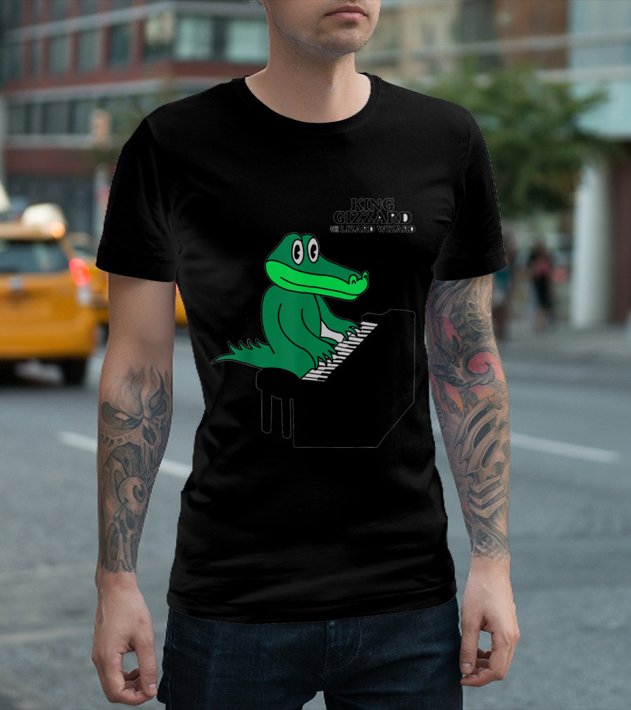 KING GIZZARD AND THE LIZARD WIZARD Green Alligator Playing Piano T-Shirt