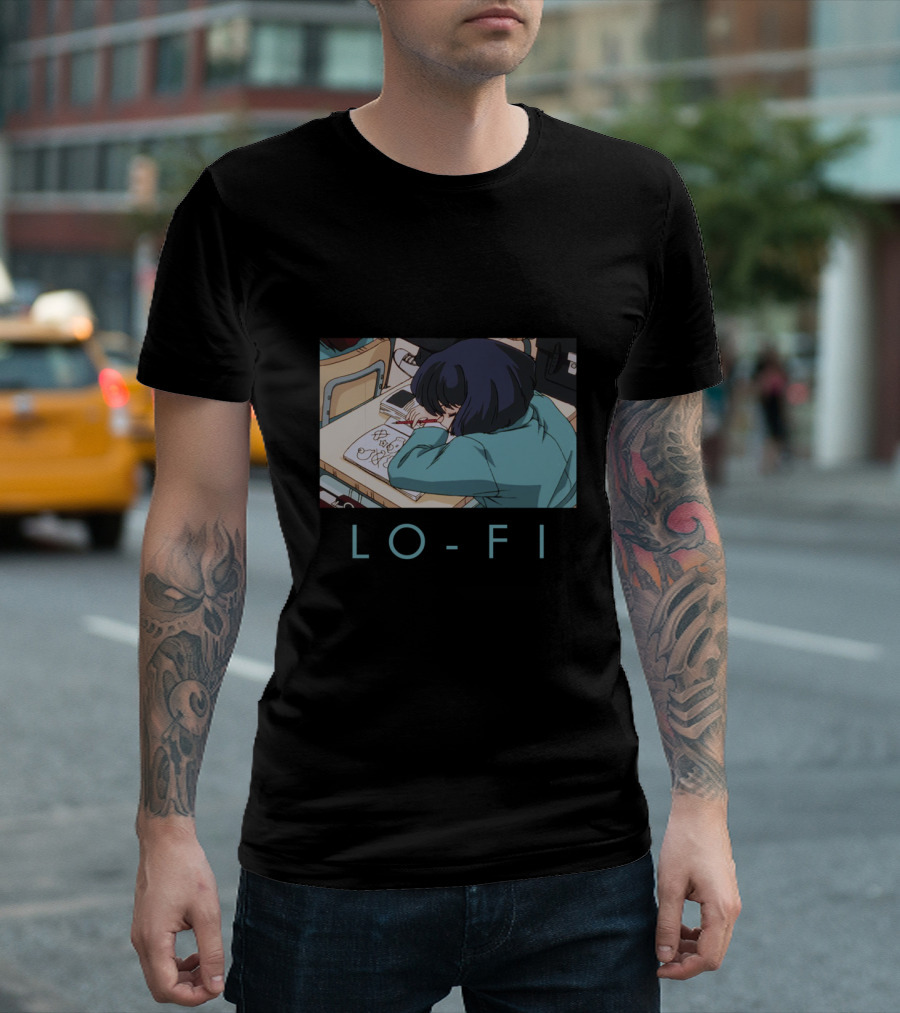 Lo Fi Aesthetic Sleeping Student Anime Desk T-Shirt