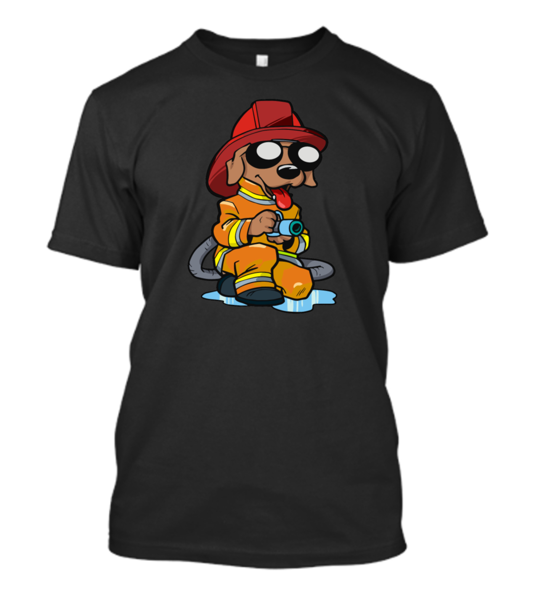 Firefighter Dog In Sunglasses Men's Fine Jersey T-Shirt