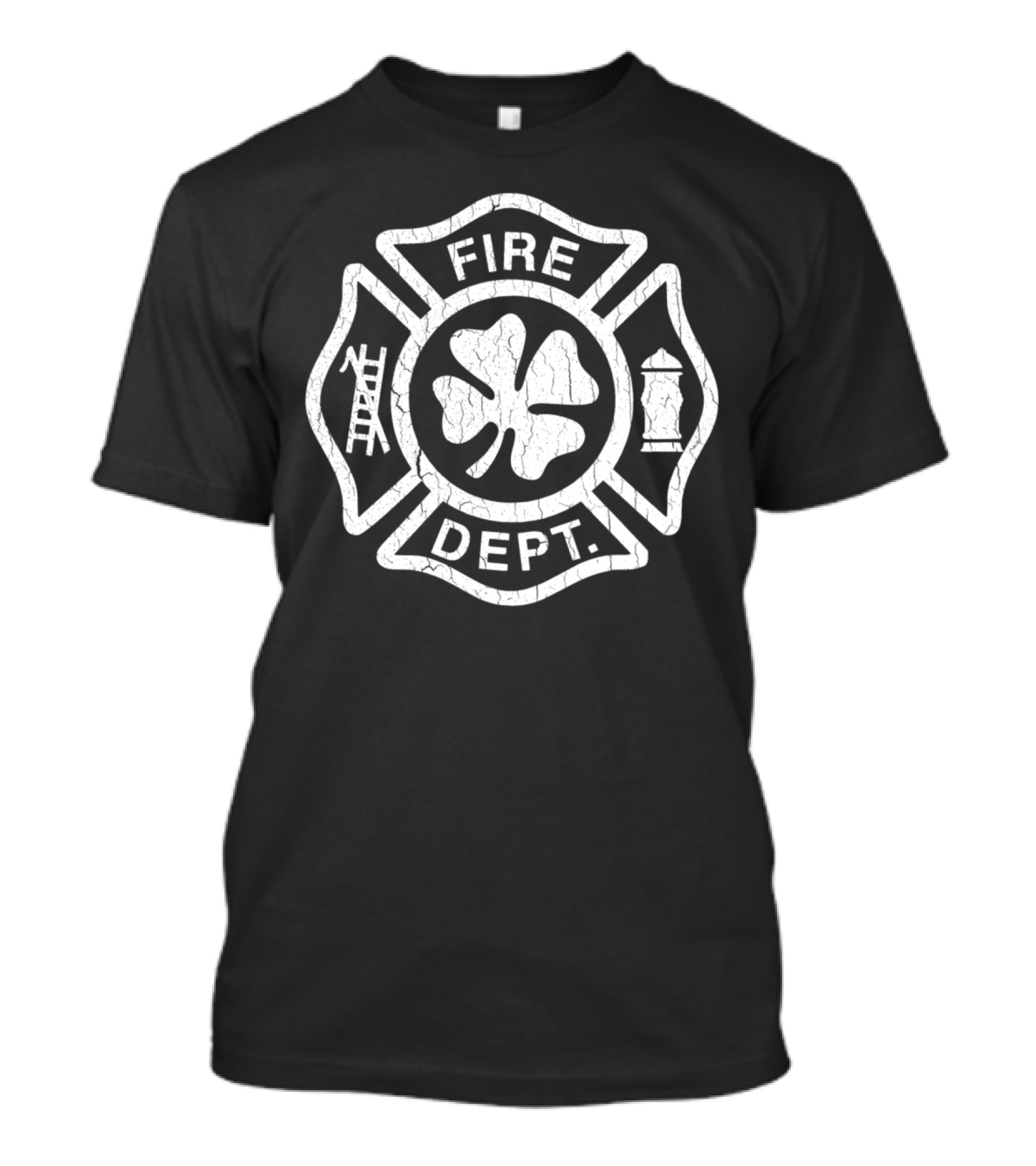 Vintage Irish Fire Dept. Shamrock Firefighter Symbol T-Shirt
