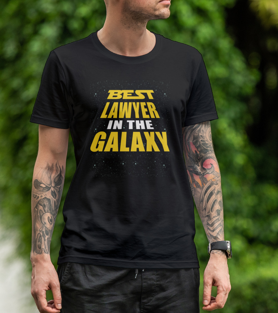 Best Lawyer In The Galaxy Women's Star Pattern Yellow Block Text T-Shirt