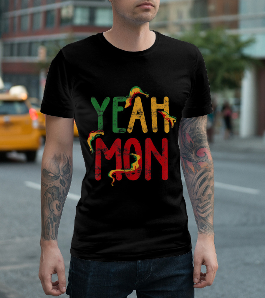 Yeah Mon Jamaican Vacation Reggae Colorful Rasta Vibes T-Shirt