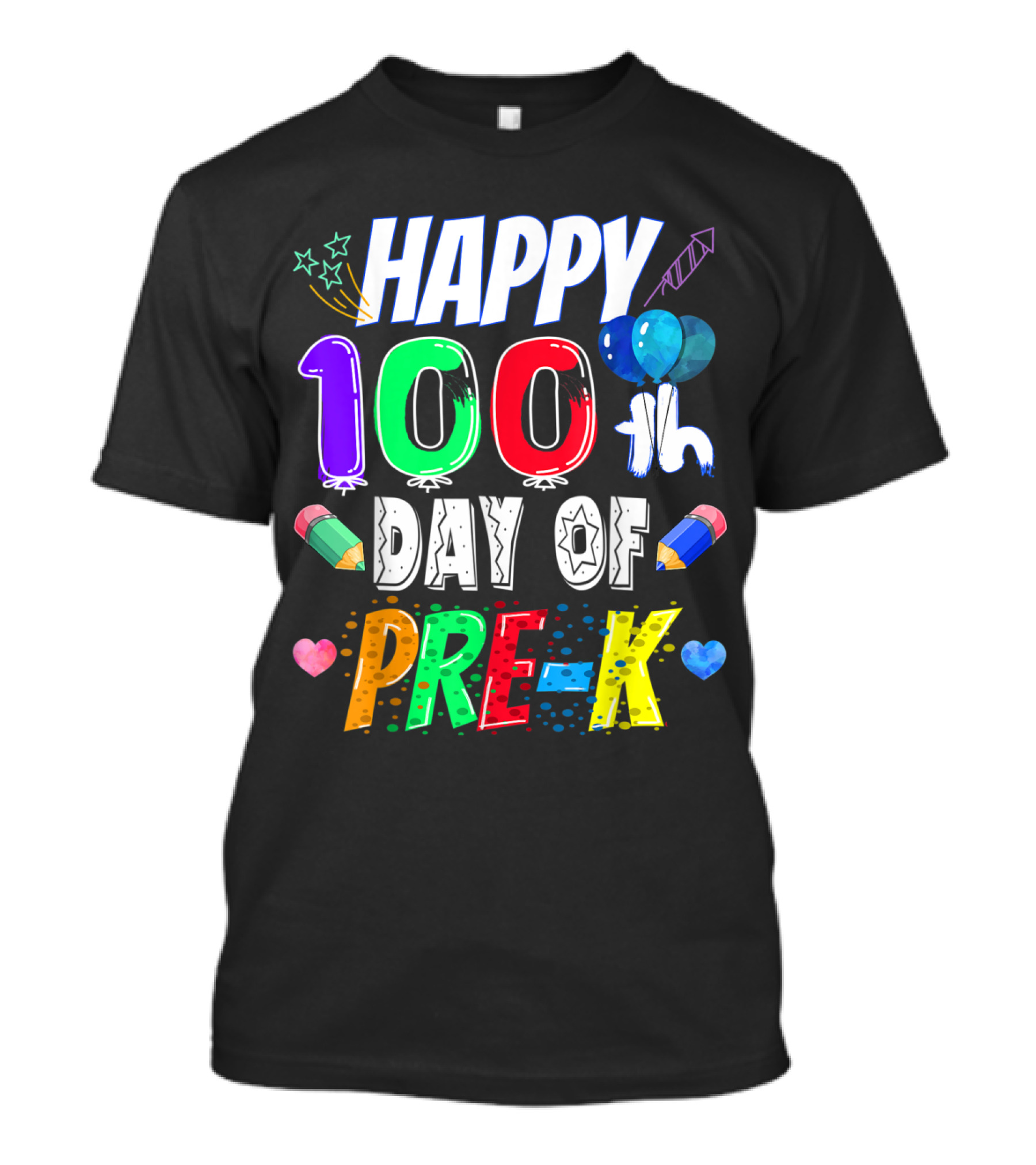 HAPPY 100th DAY OF PRE-K CELEBRATION WITH BALLOONS AND STARS T-Shirt
