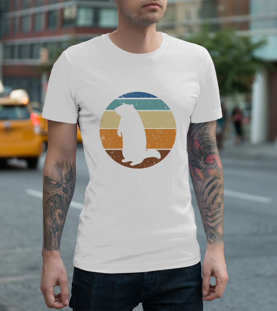 Groundhog Retro Stripes Woodchuck Groundhog Day T-Shirt