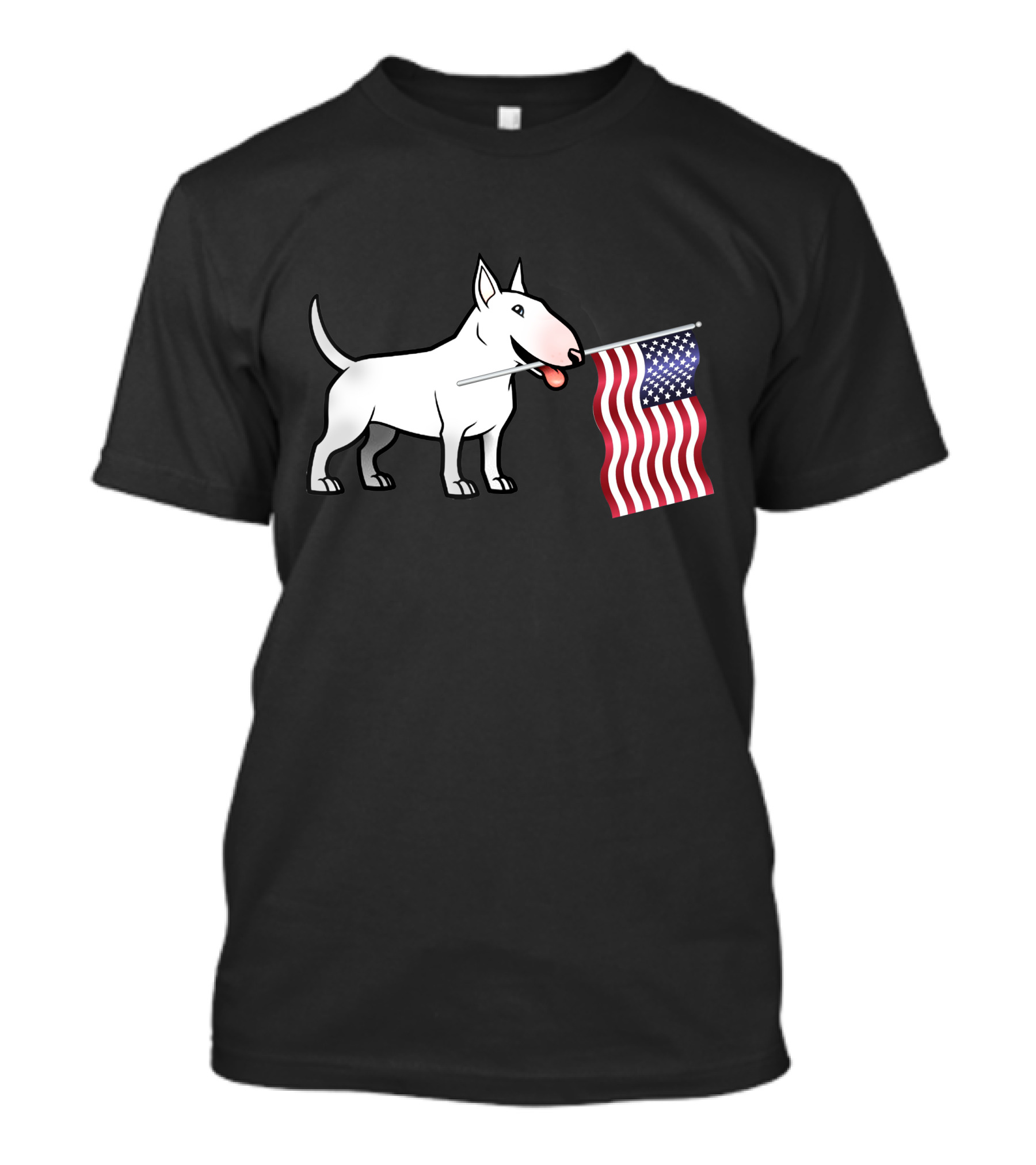 Bull Terrier Holding American Flag T-Shirt