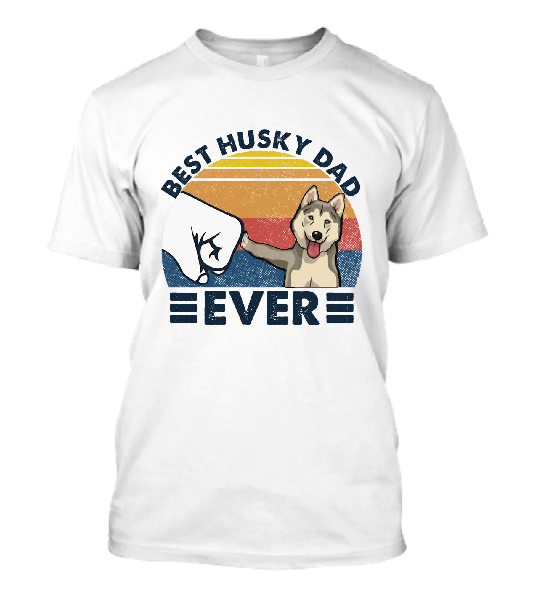 Best Husky Dad Ever Fist Bump Sunset Background T-Shirt
