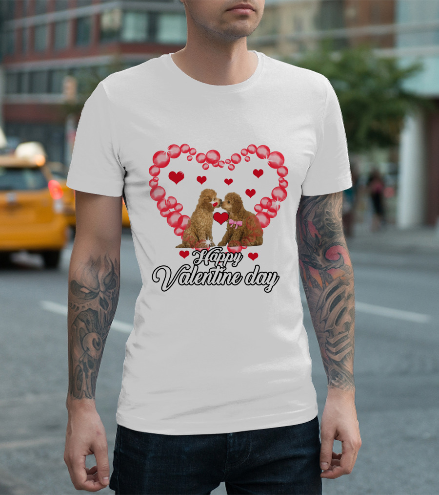 Happy Valentine Day with Bulldogs and Heart Bubbles T-Shirt