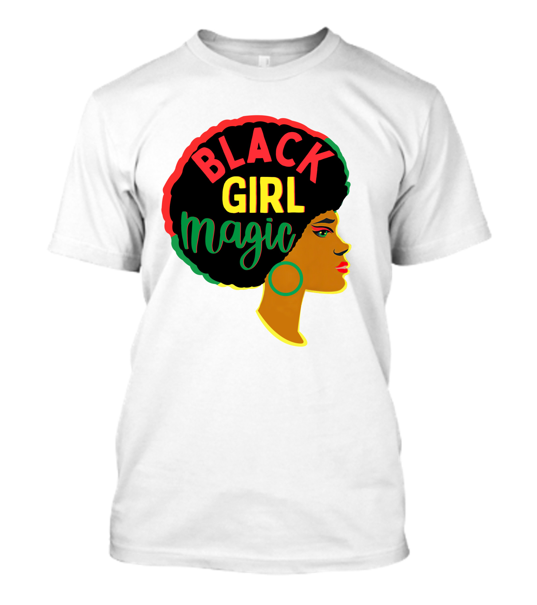 Black Girl Magic African American History Month Afro Woman Profile T-Shirt
