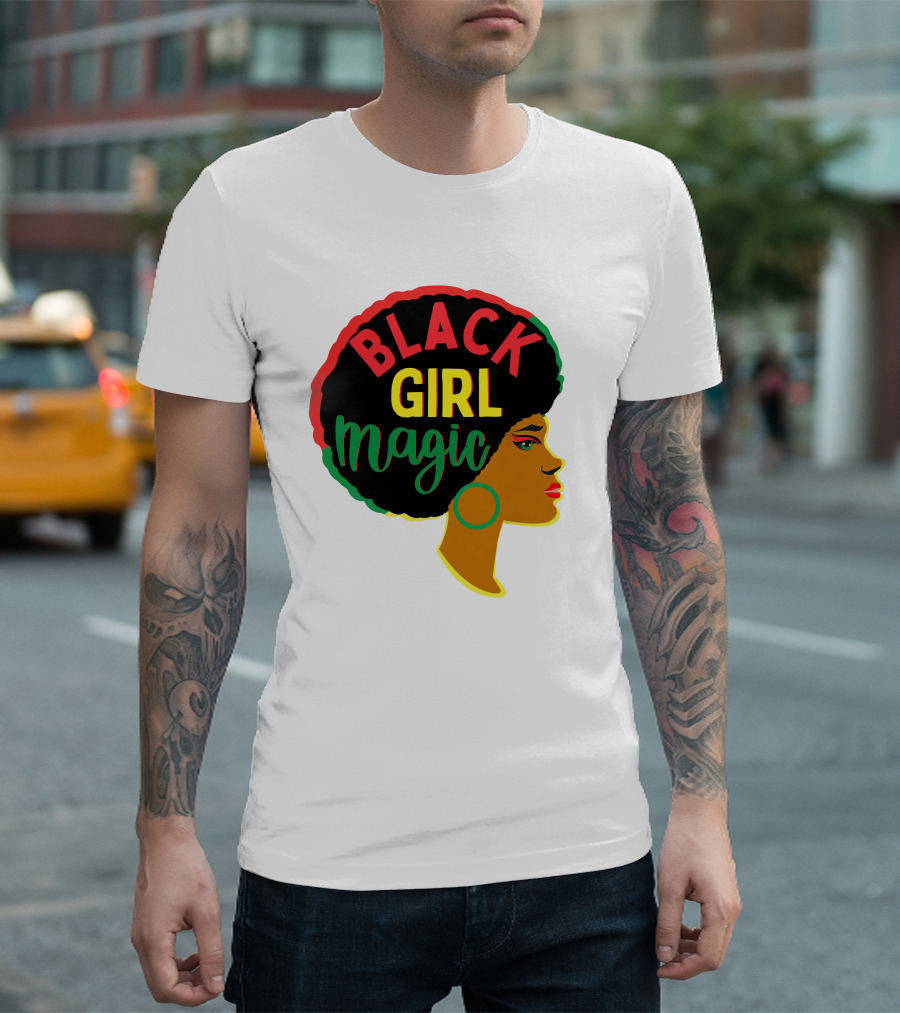 Black Girl Magic African American History Month Afro Woman Profile T-Shirt