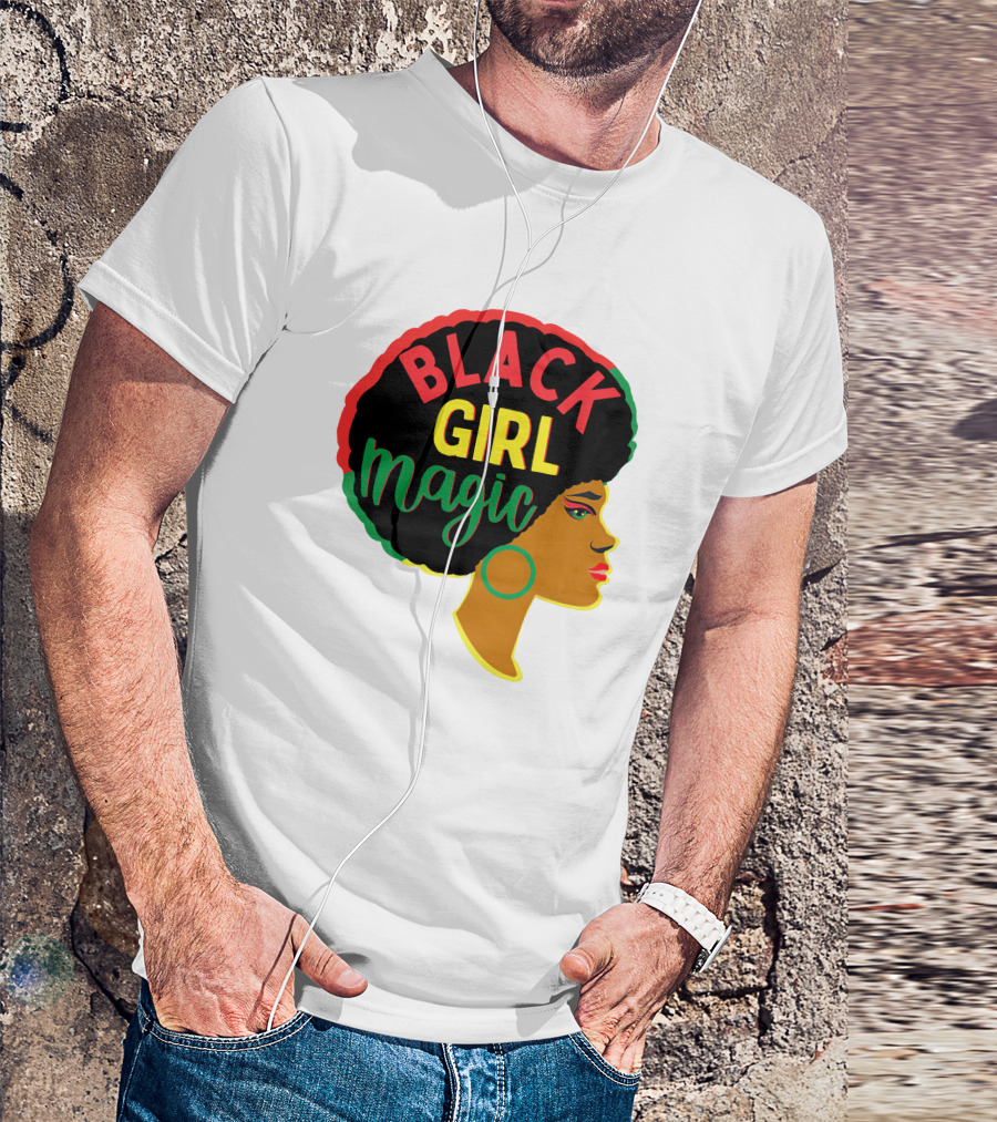 Black Girl Magic African American History Month Afro Woman Profile T-Shirt