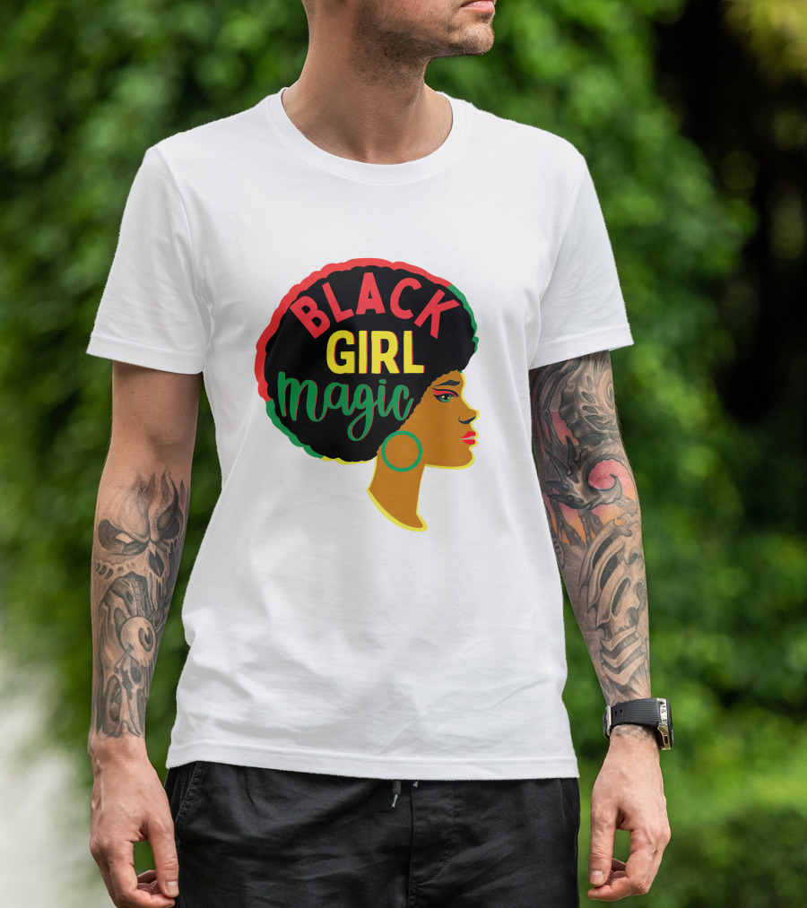 Black Girl Magic African American History Month Afro Woman Profile T-Shirt