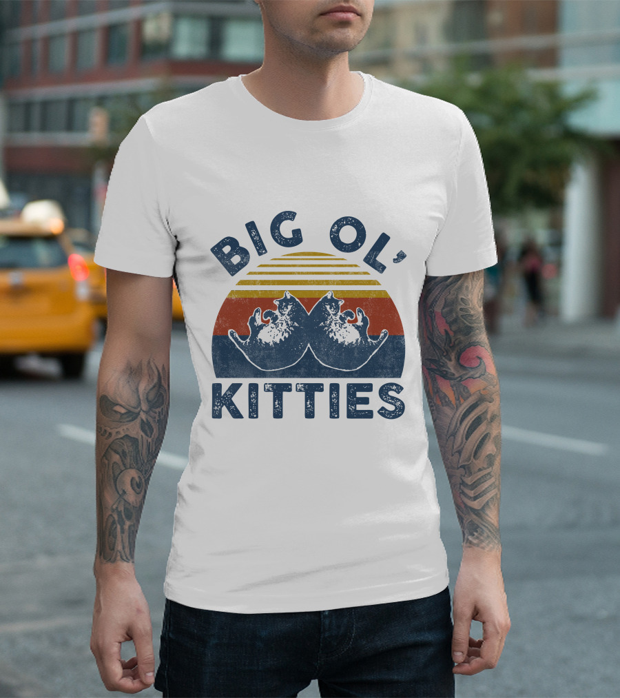 BIG OL KITTIES Retro Sunset Cat Duo T-Shirt