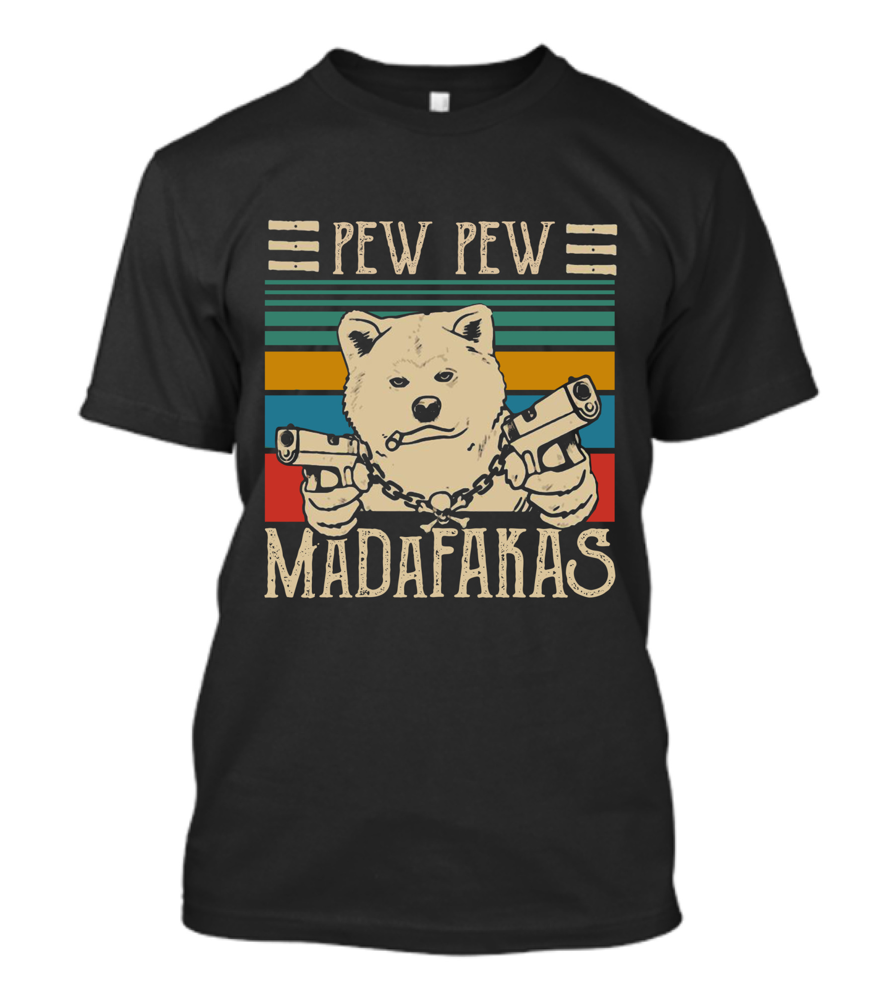 Akita Inu Pew Pew Madafakas Vintage Gun Dog T-Shirt