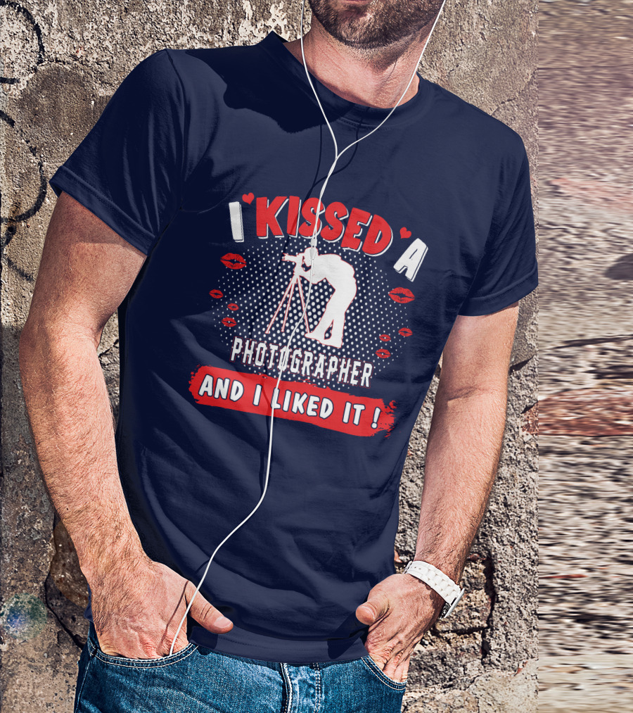 I Kissed A Photographer And I Liked It Camera Lips Dot T-Shirt