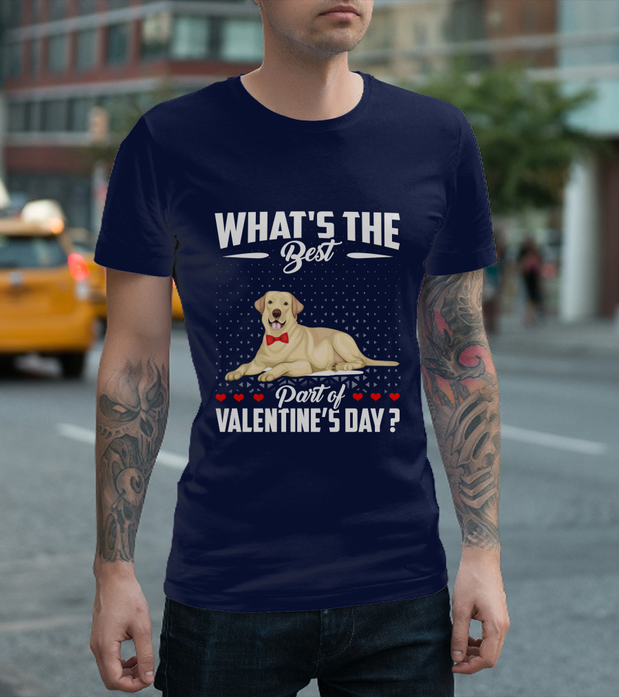 What's the Best Part of Valentine's Day Labrador Retriever Bow Tie Hearts T-Shirt
