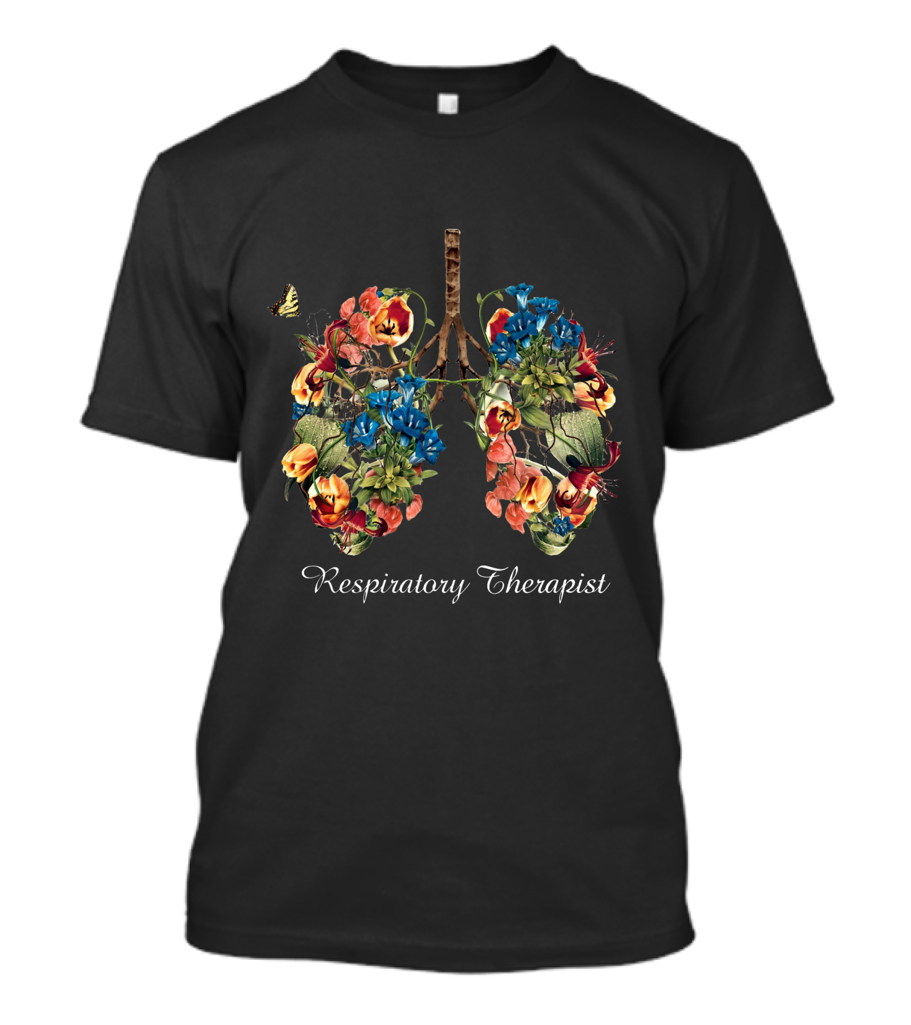 Butterfly Flower Respiratory Therapist Lungs Blossoms T-Shirt