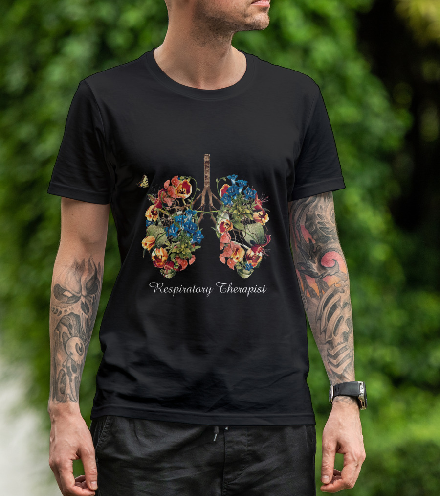 Butterfly Flower Respiratory Therapist Lungs Blossoms T-Shirt