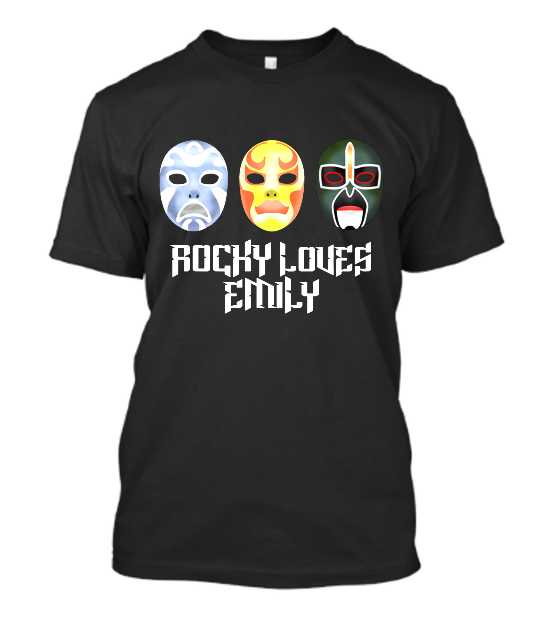 3 Ninjas Masks With Rocky Loves Emily Text T-Shirt