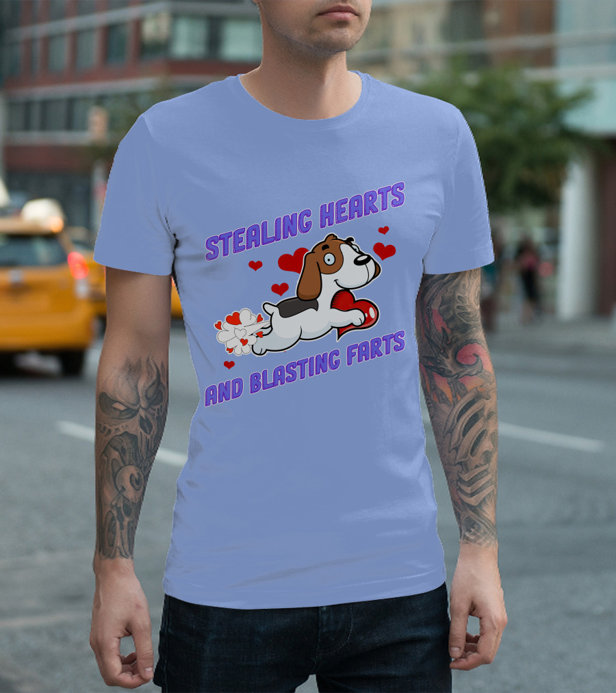 STEALING HEARTS AND BLASTING FARTS BEAGLE DOG WITH HEARTS AND FARTING CLOUDS T-Shirt