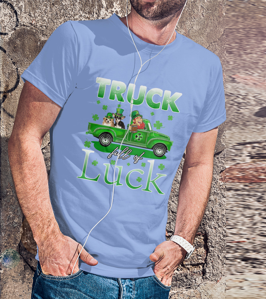 Truck Full Of Luck With Chihuahua And Leprechaun Celebrating St. Patrick's Day T-Shirt
