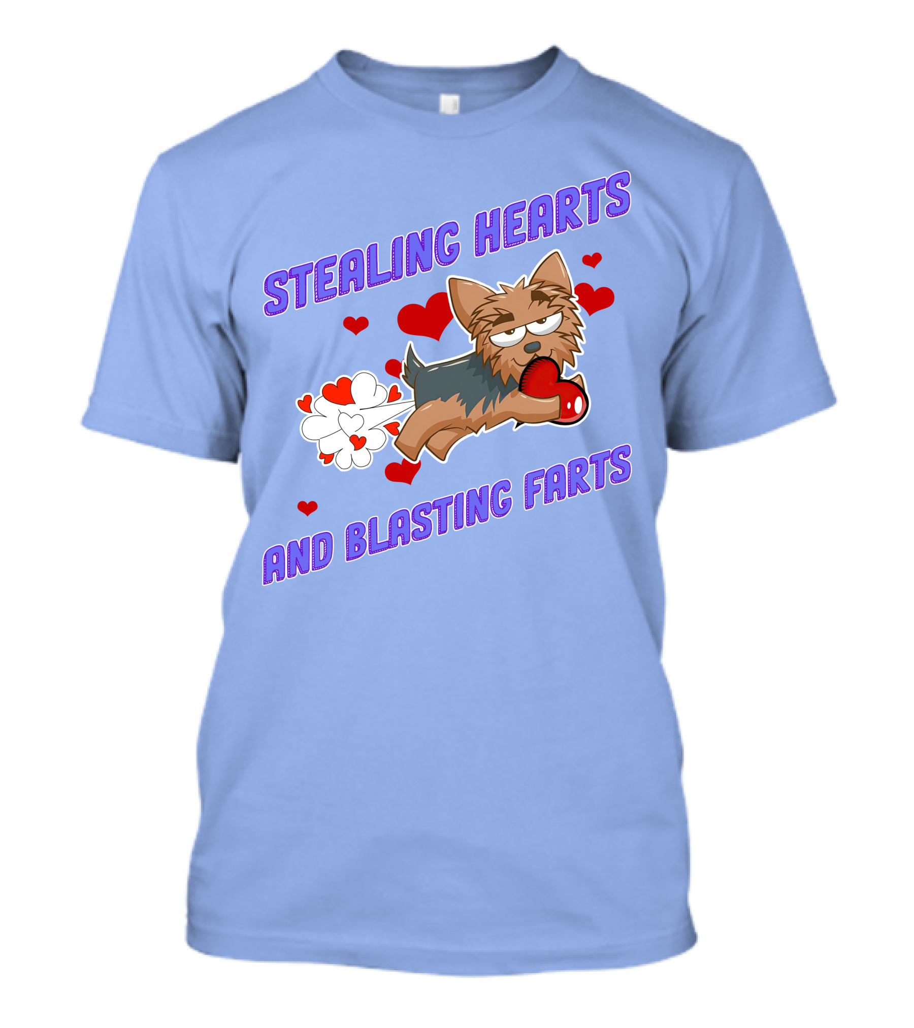 Stealing Hearts And Blasting Farts Yorkshire Terrier With Heart Balloon And Love Burst T-Shirt